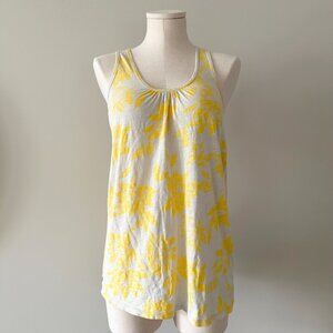 Yellow and Beige Floral Tank Top Womens Size XS Crochet Racerback